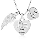 eloi Memorial Necklace A Piece of My Heart is in Heaven Pendant Jewelry in Memory of Mom Dad Grandpa Baby Loss Memorial Gift