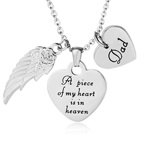 eloi Memorial Necklace A Piece of My Heart is in Heaven Pendant Jewelry in Memory of Mom Dad Grandpa Baby Loss Memorial Gift