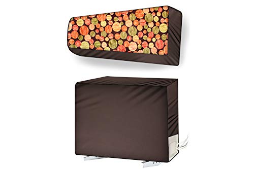 Image of Stylista Split ac cover for indoor and outdoor unit of 2 ton ac waterproof and dustproof Brown Circular pattern