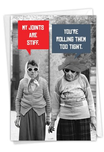 NobleWorks - Hilarious Birthday Greeting Card for Women, Her, with 5 x 7 Inch Envelope (1 Card) Bday Stiff Joints C5680BDG