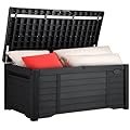 YITAHOME 120 Gallon Large Outdoor Storage Deck Box, Waterproof Cushion Storage Bench with Lockable Lid for Patio, Pool Supplies, Garden Tools, Resin, Black