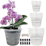 Tialero Orchid Pot, 12 Pack Orchid Pots with Holes, 4 Each of 4.5', 5.5', 6.3', Clear Orchid Pots for Repotting, Breathable Slotted Orchids Planter