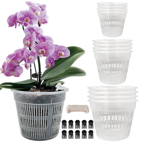 Tialero Orchid Pot, 12 Pack Orchid Pots with Holes, 4 Each of 4.5', 5.5', 6.3', Clear Orchid Pots...