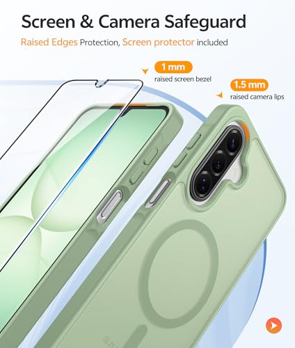 Image of FNTCASE for Galaxy A17 /A16 5G Phone Case: for Samsung A17 Cases [Compatible with Magsafe] [Screen Protector] Matte Translucent Military Grade Protection for Samsung A 17 & A 16 4G Cover - Light Moss