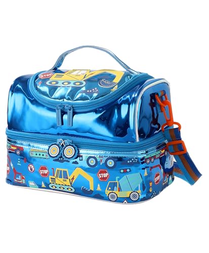 Image of Kids Double Decker Cooler Insulated Lunch Bag Large Tote for Boys, Girls, Men, Women, with Adjustable Strap (DBL-BAG-CONSTRUCTION-05)