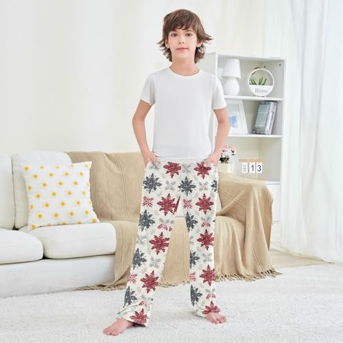 Christmas Pajama Pants Snowflakes Flowers Pattern Long Sleep Pants Lounge Bottoms4