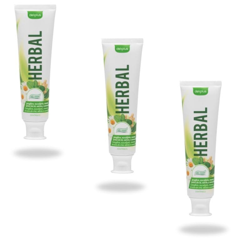 Pack 3 Dentífricos Herbal con Jengibre, Árbol de Té, Eucalipto, Menta y Camomila – 3 x 100 ml