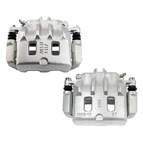 Image of TRQ Front Driver and Passenger Side Brake Caliper Set Caliper Brackets Hardware Compatible with 00-01 Subaru Outback 02 Outback 02 Legacy GT 02 Legacy GT Limited 02-03 Impreza WRX