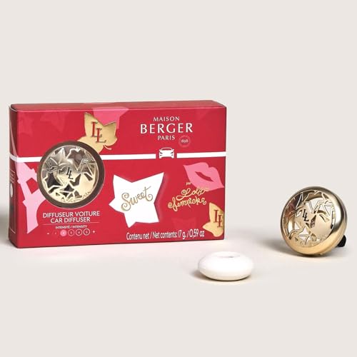 Image of MAISON BERGER Car Diffuser Set, Lolita Lempicka Sweet | Cherry Raspberry Praline Notes, Refillable Vent Clip with Ceramic Refill, Passive 4-Week Diffusion, Made in France