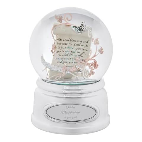 THINGS REMEMBERED Engraved Inspirational Prayer Scroll Musical Snow Globe, Plays “Amazing Grace” Music, Beautiful and Unique Gift (Free Customization) Cover