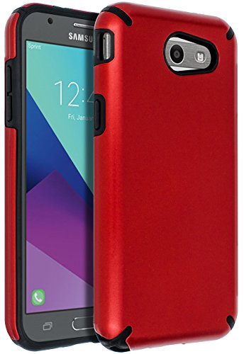 SENON Slim-fit Shockproof Anti-Scratch Anti-Fingerprint Protective Case Cover for Samsung Galaxy J3 Emerge,J3 2017,J3 Prime,J3 Mission,J3 Eclipse,J3 Luna Pro,Sol 2,Amp Prime 2,Express Prime 2,Red