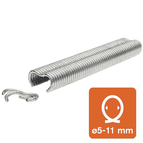 Rapid Zaun‑Ringklammern VR22 verzinkt - 1.100 Stk. C‑Klemmen für Maschendraht‑ & Kaninchenzaun (Ø 5-11 mm) - Passend für Rapid FP20 & FP222 Zaunzangen