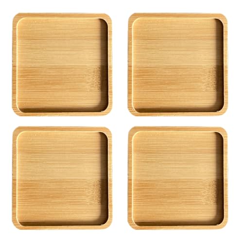 MAEXUS® Sottobicchieri in legno 9 cm 【4 pezzi】 Vassoio quadrato in bambù piccolo, realizzato a mano a mosaico, sottobicchieri in legno per mosaico, sottobicchieri in bambù