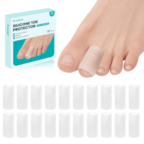 Image of Silicone Toe Protectors - 20 Pack Silicone Toe Sleeve for Hammer Toes, Corns, Calluses, Blisters - Soft Gel Toe Tube Pads for Pain Relief(Clear)