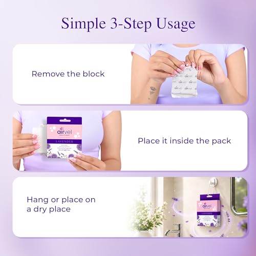 Image of Airvel Lusty Lavender Fragrance Block | Non-Toxic, Safe | Long-Lasting Freshness | Up to 45 Days Pack of 5 (75g Each)