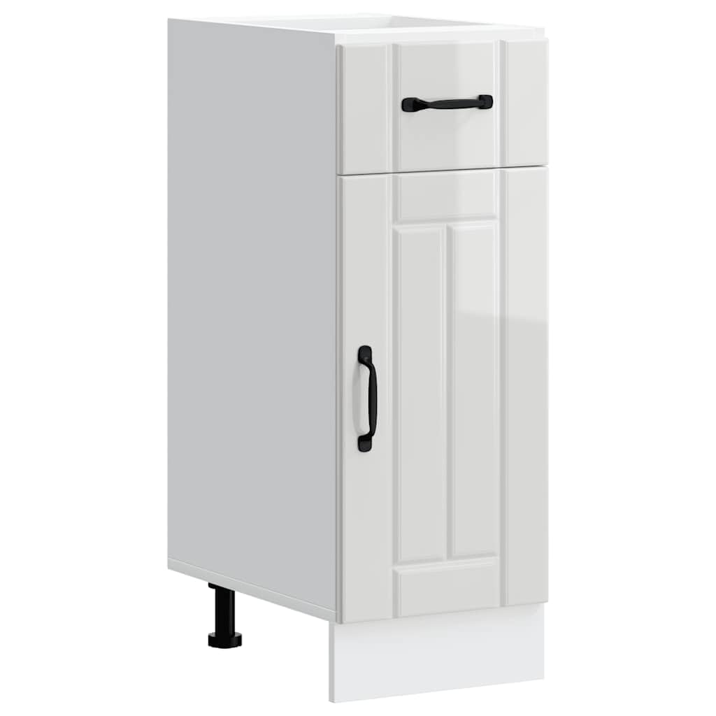 Meuble bas de cuisine Lucca blanc brillant en bois 30 cm avec pieds réglables pour rangement
