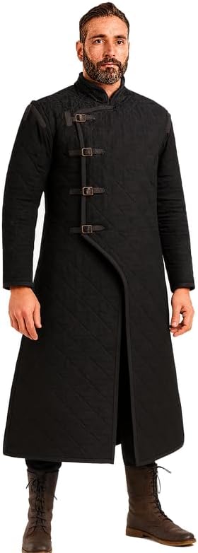 Medievals Padded Quilted Long Jacket Gambeson Cotton Aketon for Renaissance SCA Cosplay Costumes