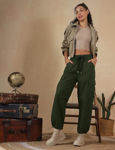Image of FYLTR Women's Cargo Utility Trouser - 100% Cotton | Adjustable Hem | Drawstring Closure | Utility Pockets | Trousers for Women