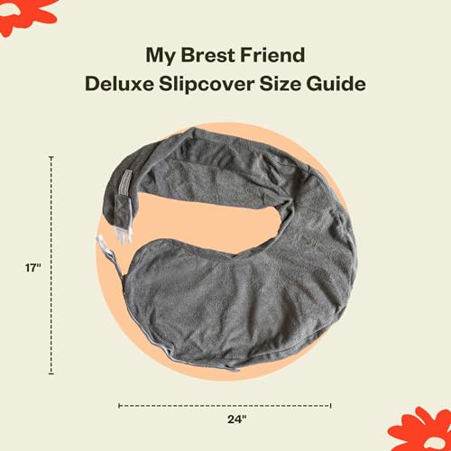 Image of My Brest Friend Deluxe Nursing Pillow Cover - Slipcovers for Baby - Adjustable Fit, Easy Care, Durable - Original Nursing Pillow Not Included, Dark Grey