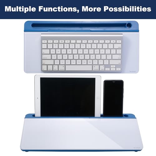 Image of TSJ OFFICE Desktop Whiteboard Dry-Erase-Board - Computer Keyboard Stand White Board Surface Pad with Drawer, Desk Organizers with Accessories for Office, Home, School Supplies - Blue