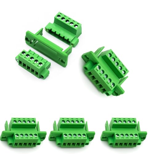 5 Set 5-Pin 5.08mm Pitch Screw Terminal Block Connector,Through-Wall Terminal Connectors - Phoenix Type - 15A, 300V, 12-24AWG