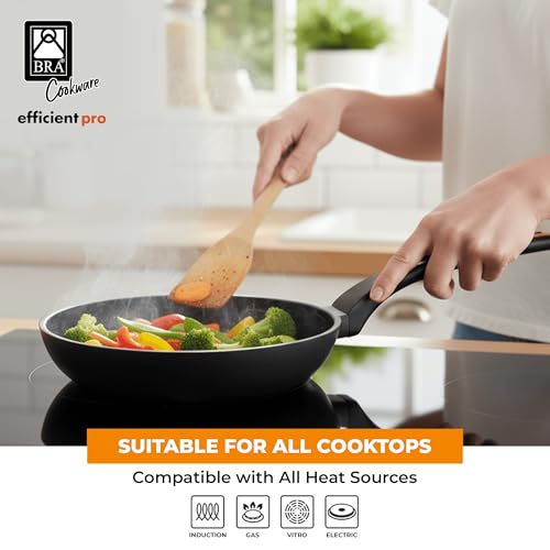Image of BRA COOKWARE Efficient Pro Nonstick Frying Pan | 10.2 inches Cast Aluminum Skillet | 3-Layer Scratch Resistant Coating Frypan | PFOA Free | All Cooktops Frying Skillet | Heat-Resistant Handle