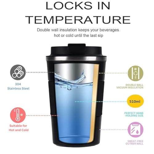 Image of Natkam Travel Coffee Mug | Insulated Tumbler with Spill Proof Lid for Hot and Cold Drinks | Ideal for Office, Car, Travel, Gym. (Green)