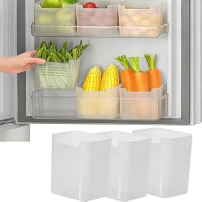 Fridge Door Organizer, Plastic Refrigerator Side Door Storage Containers, Space-Saving Organizer Bins for Refrigerator, Fridge Containers for Fruits And Veggies,BPA free (10)