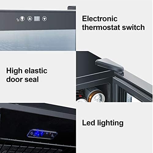 Mini Beverage Refrigerator - 80 Can Fridge Cooler Glass Door for Beer Soda or Wine, Glass Door Small Drink Dispenser Machine Clear Front Removable for Home, Office or Bar, 2.6Cu.Ft, black