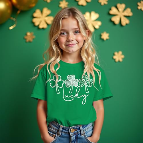 Image of CM C&M WODRO Boy Girl St. Patrick's Day T-Shirt Kid Lucky Clover Short Sleeve Shirt Funny Irish Shamrocks Tee Tops