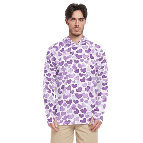 Purple Hearts Day Purple Hearts Men's Sun Protection Hoodies Long Sleeve Cooling Hoodies UPF 50+ Golf Shirt S