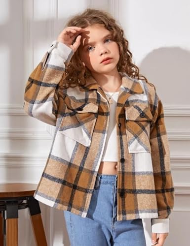 Girls Flannel Plaid Button Down Long Sleeve Shirt Jacket Shackets3
