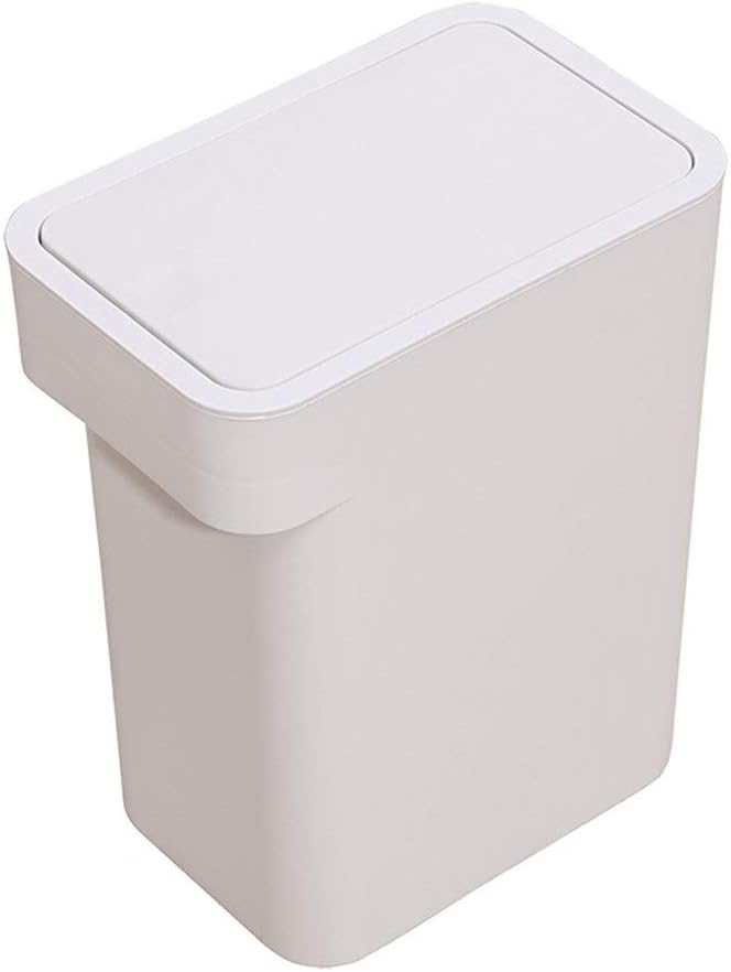 YLiansong-home Plastic Trash Can 7 Liters Rectangle Push Type Trash Can Kitchen Room Bathroom Trash Can Kitchen Household Trash Can (Color : White, Size : 7L)