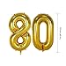 HankRobot 80th Birthday Decorations Party Supplies（42pack） Gold Number Balloon 80 Happy Birthday Banner Latex Balloons(Black, Golden) Confetti Balloons -Great for 80 Eighty Years Old Birthday Party