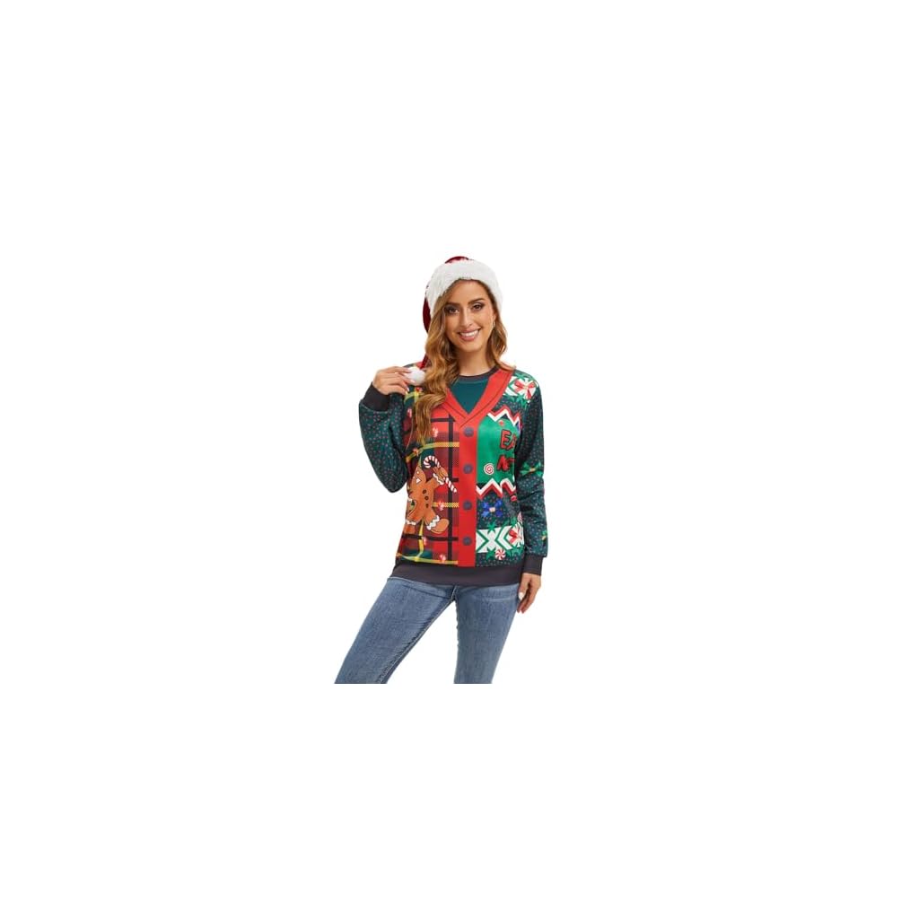 Ugly Christmas Sweater Women, Gingerbread Sweatshirt for Christmas | Soft Fabric, Comfortable Fit, Vibrant Print, Christmas Party, Holiday Party, Christmas Gathering, Casual Wear