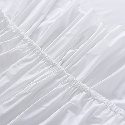 Softta Vintage 3Pcs Bed Skirt+Fitted Sheet Bedding Sheet Sets Frilled Fishtail Skirt Style 100% Cotton Queen Size White Light Luxury #TOP4