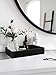 HofferRuffer Faux Leather Vanity Tray, Elegant Desktop Storage Organizer, Decorative Catchall for Perfume, Bathroom Valet, Nightstand or Dresser, Black, 10.2 x 8.4 x 1.8 Inches