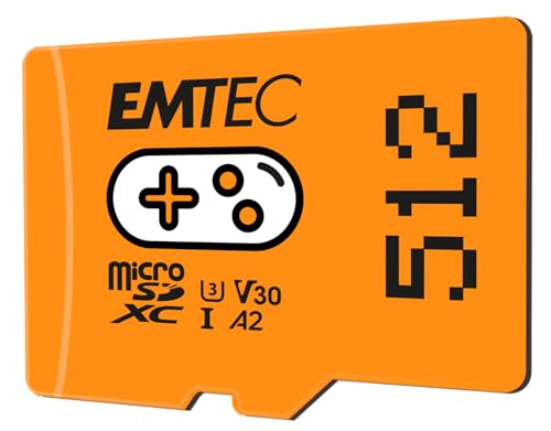 Emtec Gaming ECMSDM512GXCU3G MicroSD-Karte, 512 GB, Schreibgeschwindigkeit 95 MB/s, Lesegeschwindigkeit 100 MB/s, Orange