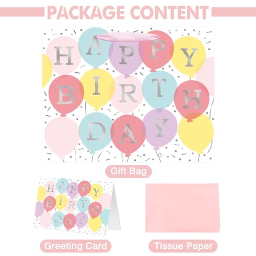 Laidans 13 Inch Large Happy Birthday Gift Bag With Tissue Paper And Card For Girls Kids Women Birthday thumb #2