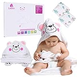 SICHERHEIT & HYGIENE: Lictin Waschlappen Baby besteht aus superabsorbierendem Baumwollmaterial, kapuzenhandtuch baby keinen anderen Materialien, ist weich und bequem und das Material ist sicher. handtuch mit kapuze ideal für Kinder mit empfindlicher Haut und Mütter können es bedenkenlos für ihre Babys verwenden.