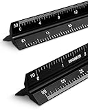 Engineer Scale Ruler 2 Pack 12-Inch Triangular Ruler Metal Scale Ruler for Blueprints Drafting Ruler for Civil Engineer, Draftsman