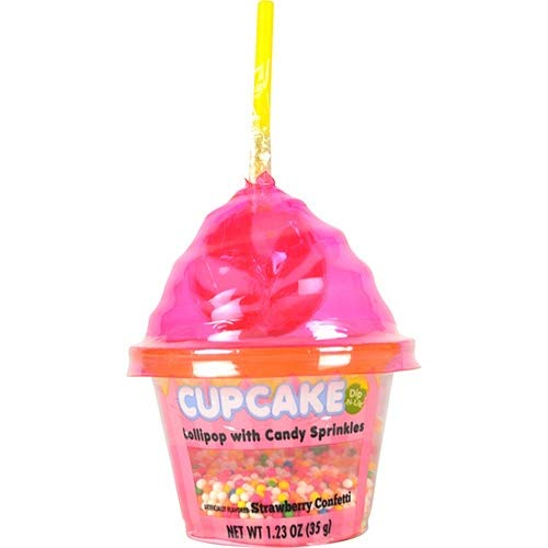Koko's Cupcake Dip-N-Lik Lollipop with Sprinkles 1.34 Ounce, - 12 Count Display Box