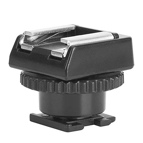 Black ABS CSM 3 Hot Shoe Adapter for Camcorder, Flash Mount Adapters with Extra PC Sync Connection Port, 3.5mm Mini Phone Connection Port, Sturdy, Lightweight