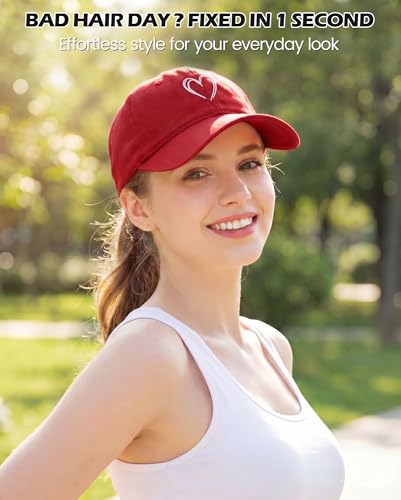 Image of American Trends Womens Baseball Caps Cute Heart Dad Hat, Adjustable Cotton Unisex Cap for Workout, Golf & Everyday Wear