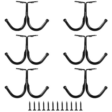 Picowe 6 Pcs Double Prong Ceiling Hook - Under Shelf Coat Hooks Bathroom Towel Bedroom Robe Hook for Hanging Baseball Cap, Coat, Clothes and Jewelry (Black) Cover