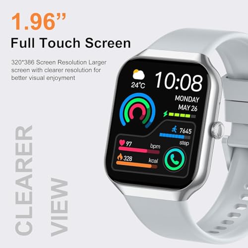 Image of Smart Watch 2026 NEW 1.91 inch Smartwatch for Men Women(Answer /Make Call),Fitness Watch with 110+ Sport Modes, Reloj Inteligente with Sleep Monitor /Heart Rate /Step /Calories /IP68,for Android iOS, Silver