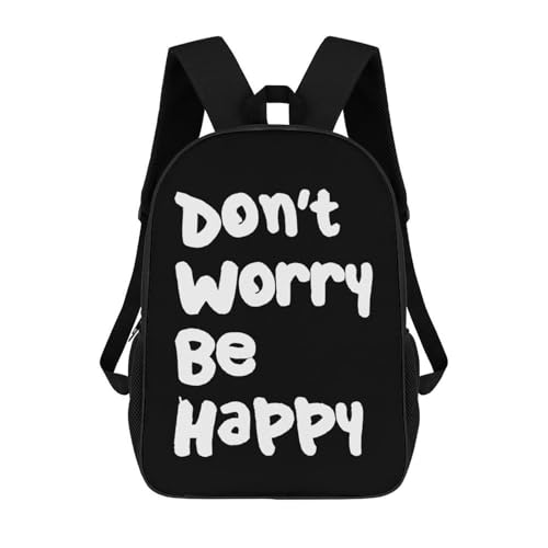 Don't Worry Be Happy 17 Inch Backpack Classic Travel Daypack with Adjustable Shoulder Straps for Men Women