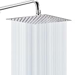 Rain Shower Head, WOOPHEN 10" High Flow Stainless Steel Square Rainfall ShowerHead, High Pressure Design, Awesome Shower Experience Even at Low Water Flow (Chrome)