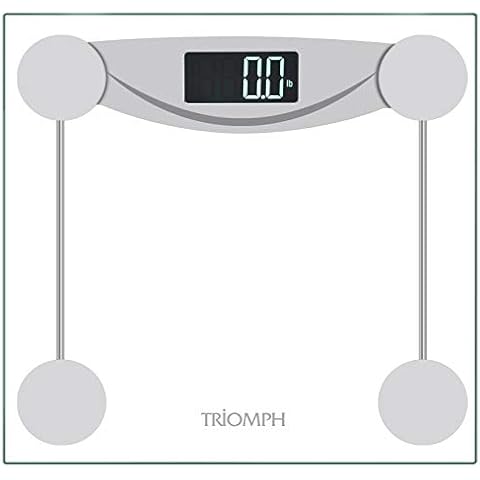 Triomph Smart Digital Body Weight Bathroom Scale with Step-On Technology, LCD Backlit Display, 400 lbs Capacity and Accurate Weight Measurements, Silver (Digital Scale New) Cover