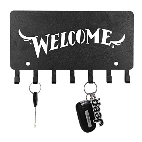 Image of Sehaz Artworks Metal Key Holder for Home | Bird Key Hooks | Key Holder for Home Decor Stylish | Key Stand for Wall (7 Hooks, Black)
